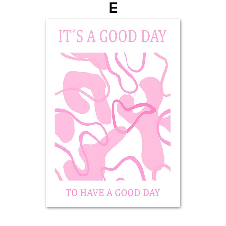 Pink Abstract Girl Flower Butterfly Good Energy Quote Wall Art Canvas Painting Posters And Prints Pictures For Living Room Decor