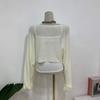 C S In The Room Kiyu Sheer Boat neCk Long Sleeve Knit StrIng CamiSole Set Color 