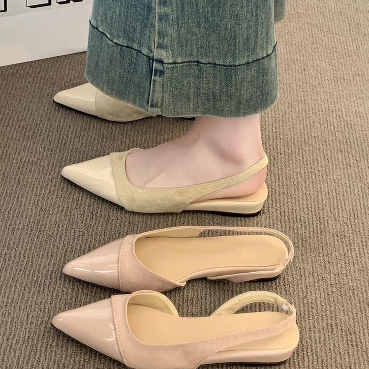 Босоножки с плоской подошвой и закрытым носком женские 2025 новая летняя красивая французская обувь Мэри Джейн с юбкой остроносые сандалии