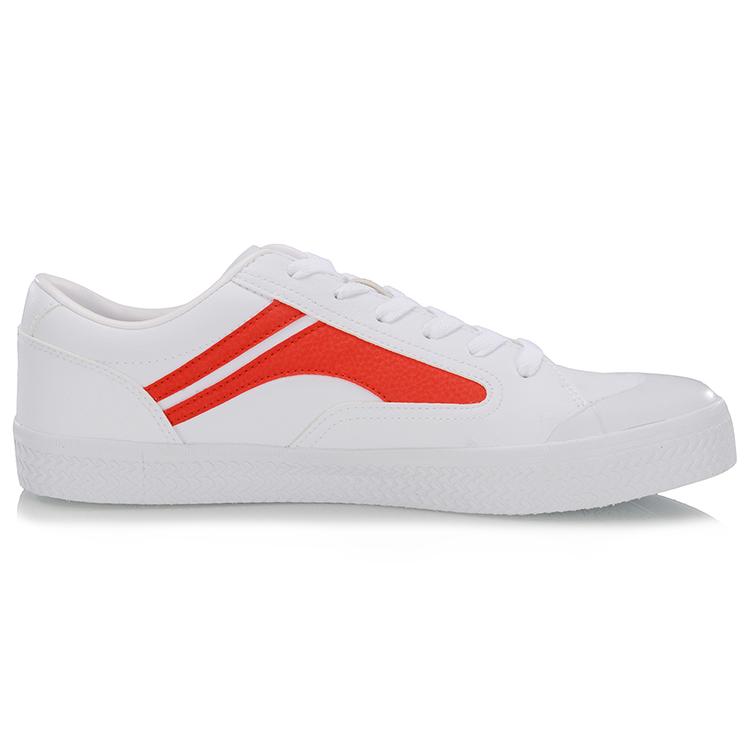 Li Ning Wave Скользкие Устойчивые к истиранию Низкие Кеды для скейтбординга Мужские Бело-оранжевые AGCP163-3