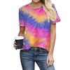 6XL Oversize Женские 3D Градиент Радужные Футболки Повседневные Футболки с Коротким Рукавом О-Образным Вырезом и Принтом Tie Dye Футболки Летние Топы Размер Уличная Одежда