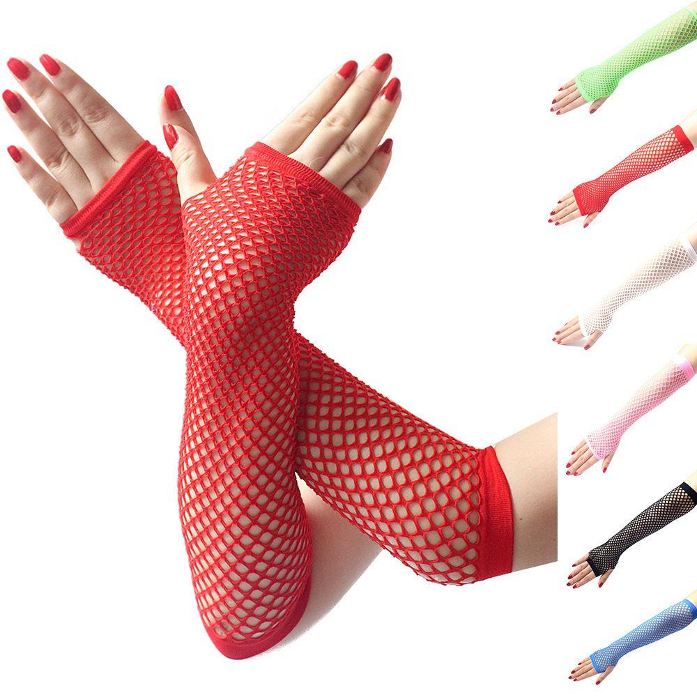 Women Holes Costume Mittens Fishnet Gloves Hollow Out Fingerless
