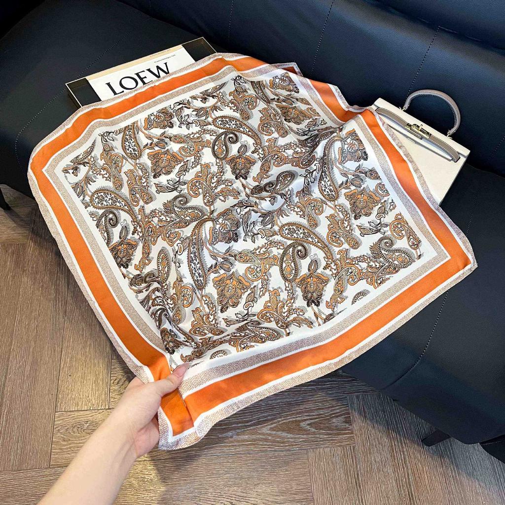 New cashew flower square scarf women's retro high-end silk scarf fashion versatile temperament scarf thin 71 cm