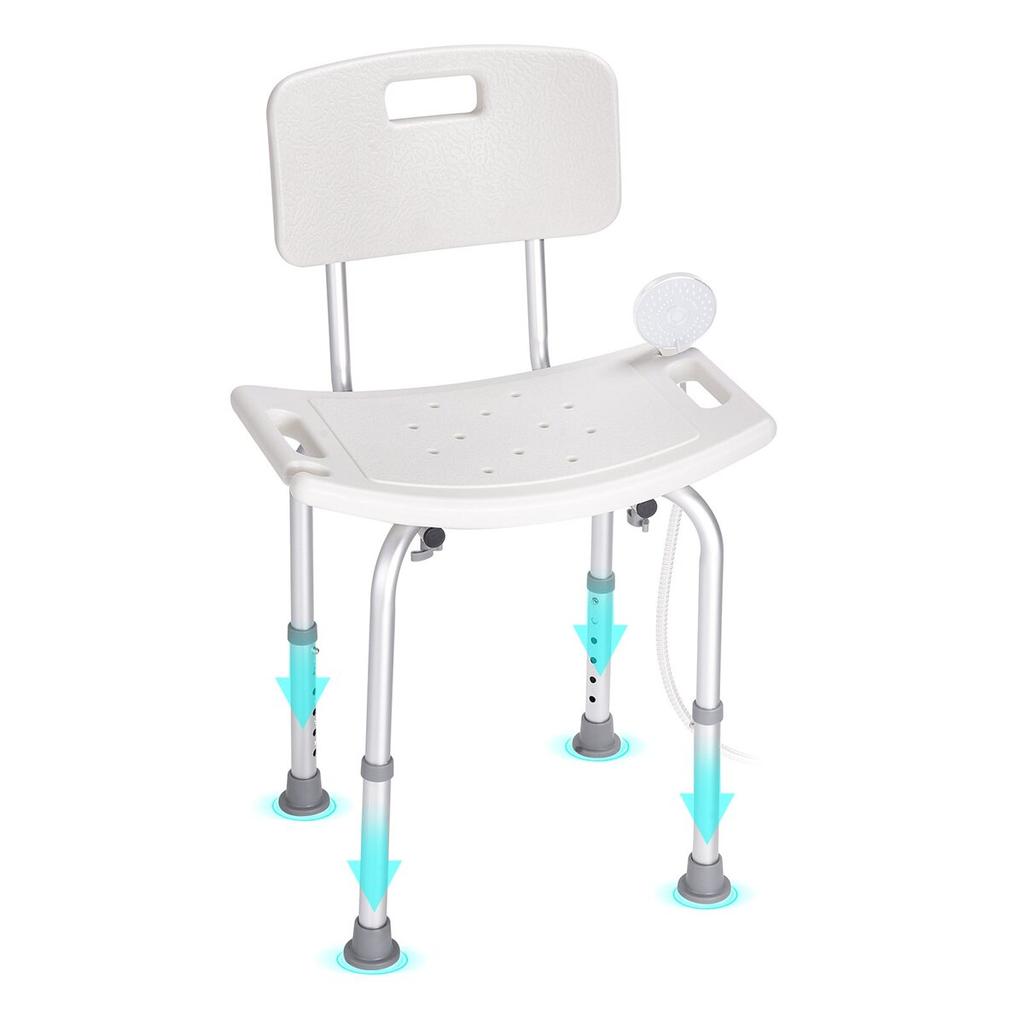 Shower Chair, Shower Seat with Back, Adjustable Height Shower Stool, Shower Chair for Inside Shower Bathtub, Non-slip Bathroom Bench Bath Chair for