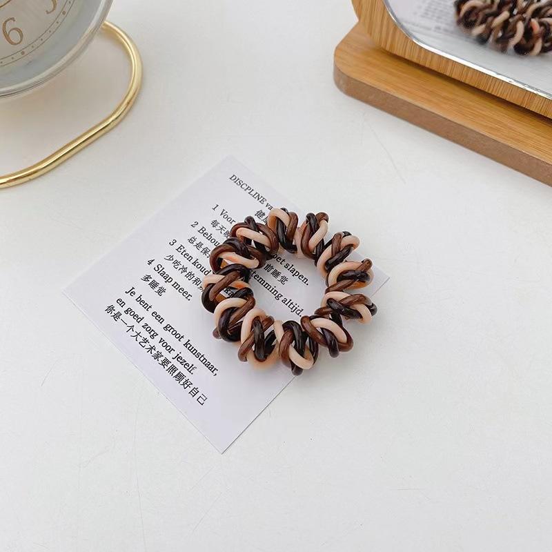 5 шт./лот Новая мода Женская красота Phoe Эластичные резинки для волос Повседневные спиральные резинки для волос для девушки Разноцветные резиновые резинки-телефонные шнуры Скранчи