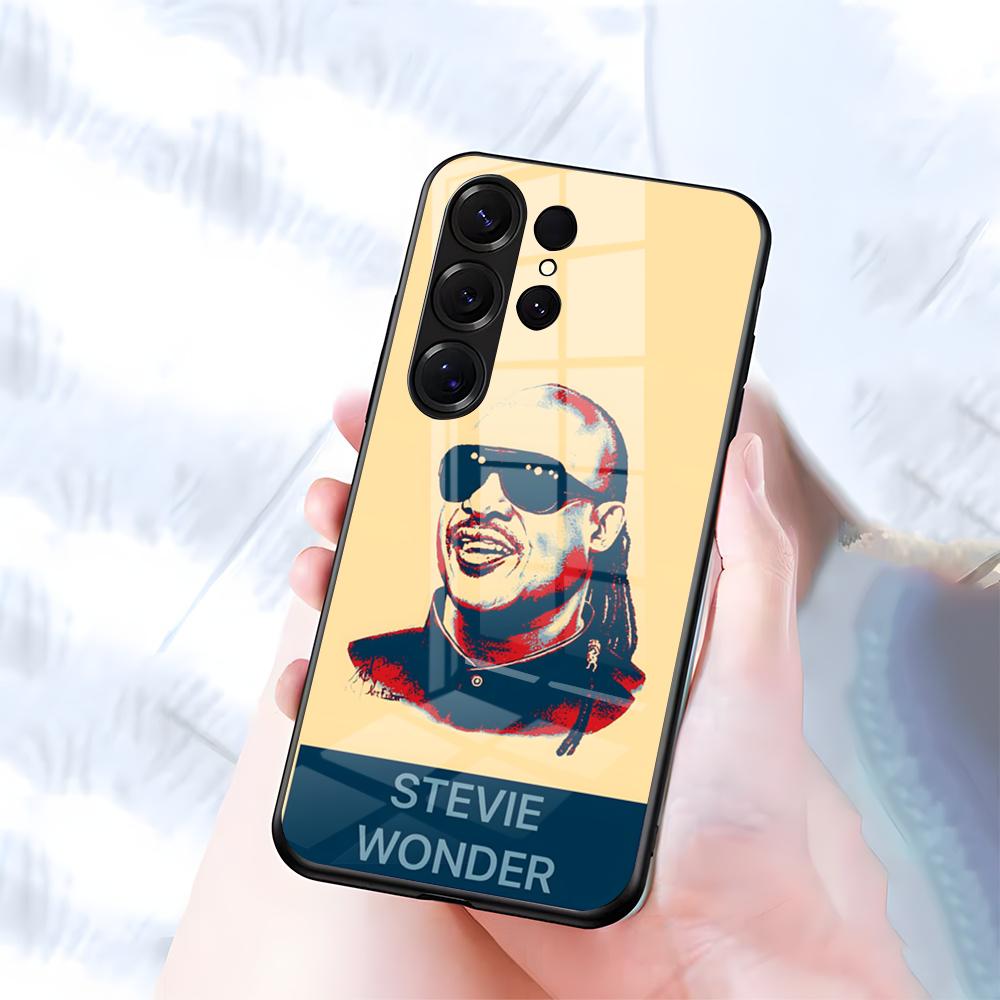 Чехол для телефона S-Stevie Wonder для Samsung S26 S25 S24 FE S23 S22 S21 Plus S20 Ultra Note20Ultra Черный Стеклянный Чехол