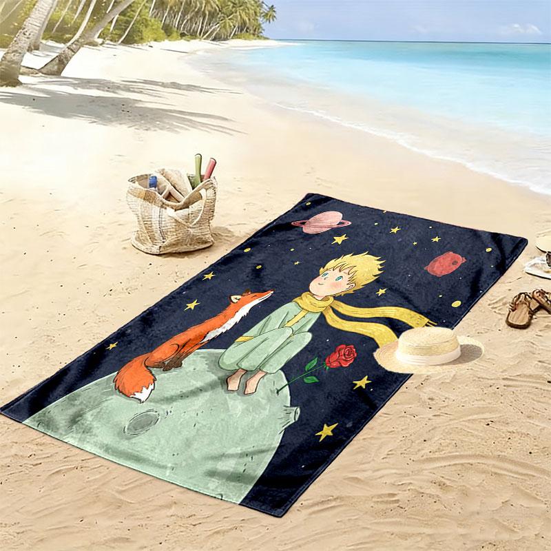 Little Prince Star Print Beach Towel, Large Soft Quick Dry Towel for Beach Camping Swimming