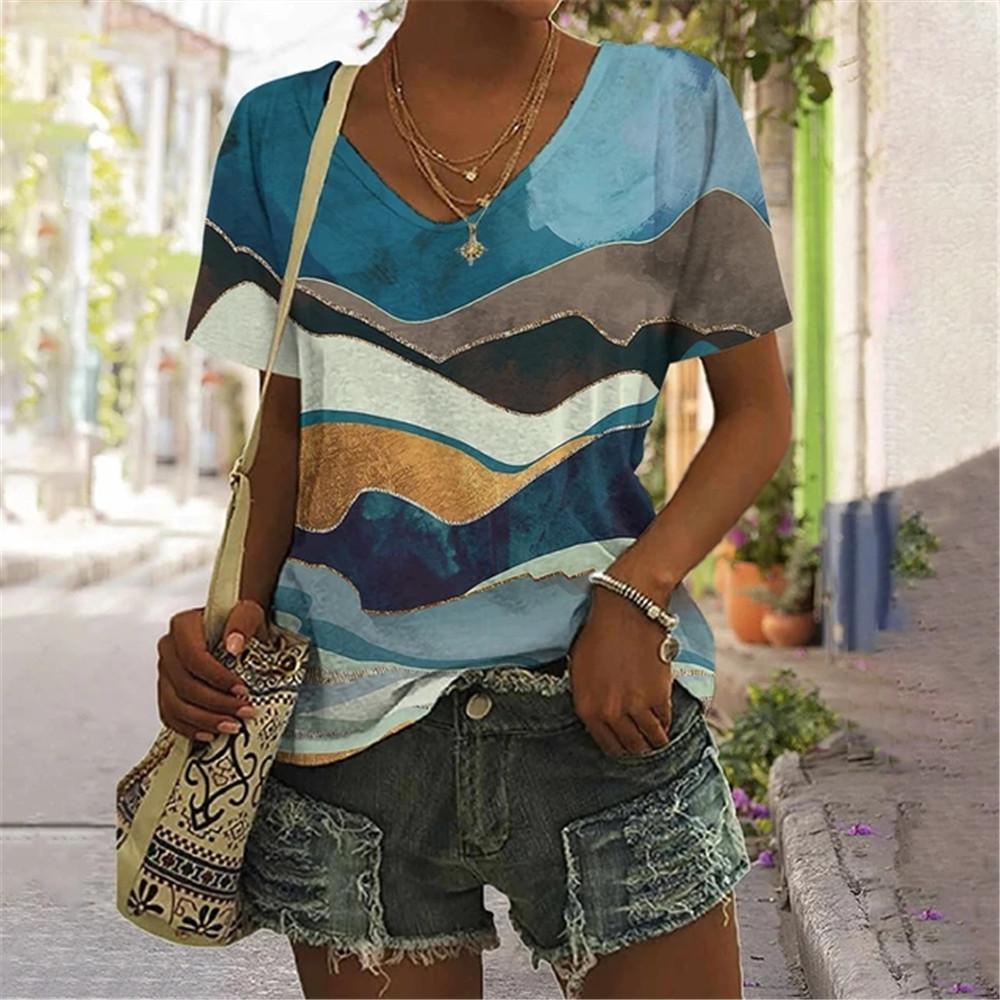 Футболка женская с градиентным пейзажем в крапинку, футболки для подростков, одежда унисекс, винтажная уличная одежда, повседневный стиль, модная уличная одежда