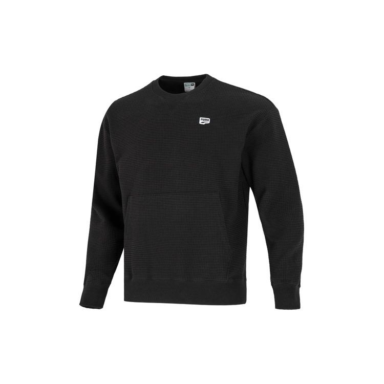 Puma Downtown Series Карманный однотонный спортивный повседневный пуловер с капюшоном для мужчин, топы, черный 537730-01