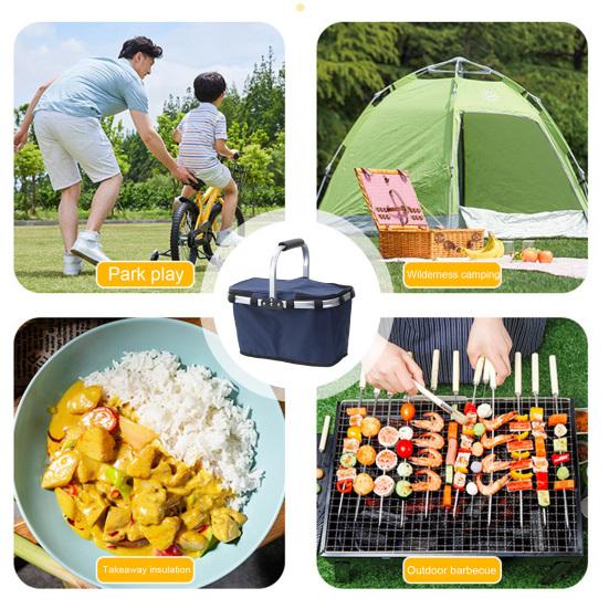 Изолированная корзина для покупок 30 л, большая вместимость, охлаждающая корзина, складная корзина для пикника, термоохлаждающая