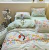 Flowers Bedding Set Quilt Duvet Cover + Flat Sheet +2pc Pillowcase Boys Girls Adult Single Full Queen King Size Bed Linen B91D
