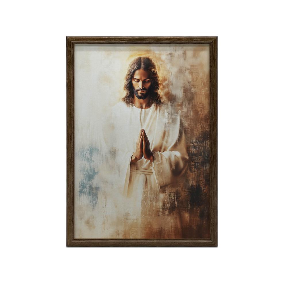 Jesus In Prayer Jesus In Prayer, 40X50 Cm, Gold Aluminum Frame, 230 Gsm Matte Paper