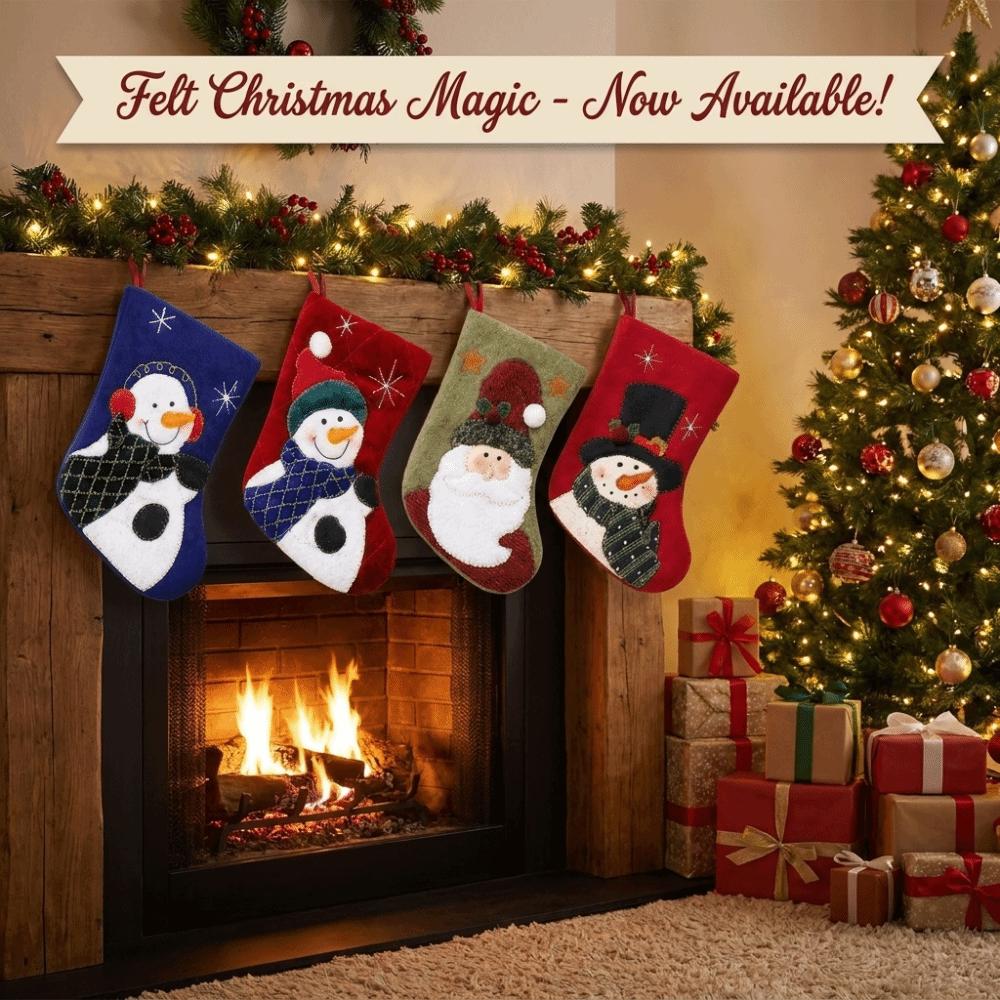 4PCS/SET 3D Christmas Stockings Cute Christmas Ornaments Socks Xmas Gift Bags Home