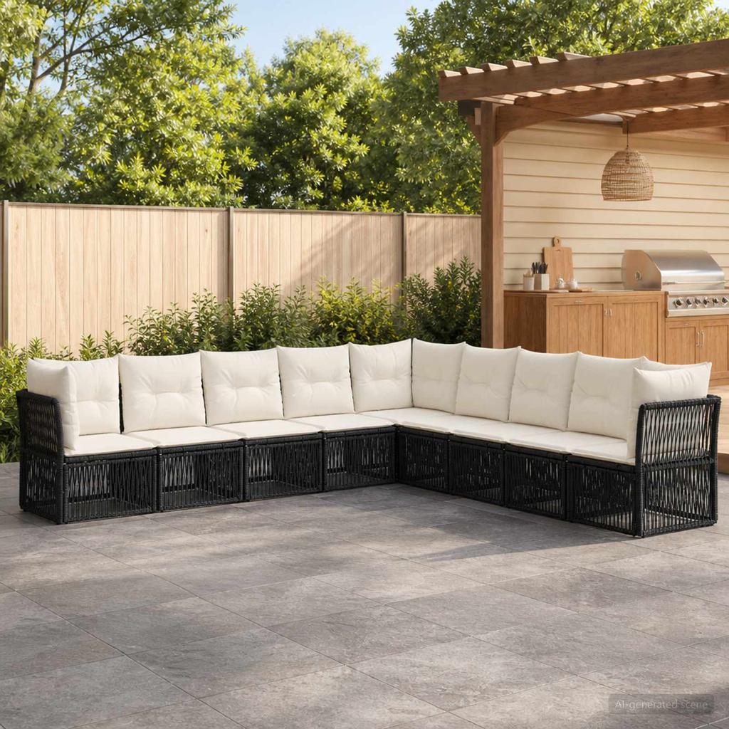 Garden Sofa Set 9 pcs Black Poly Rattan