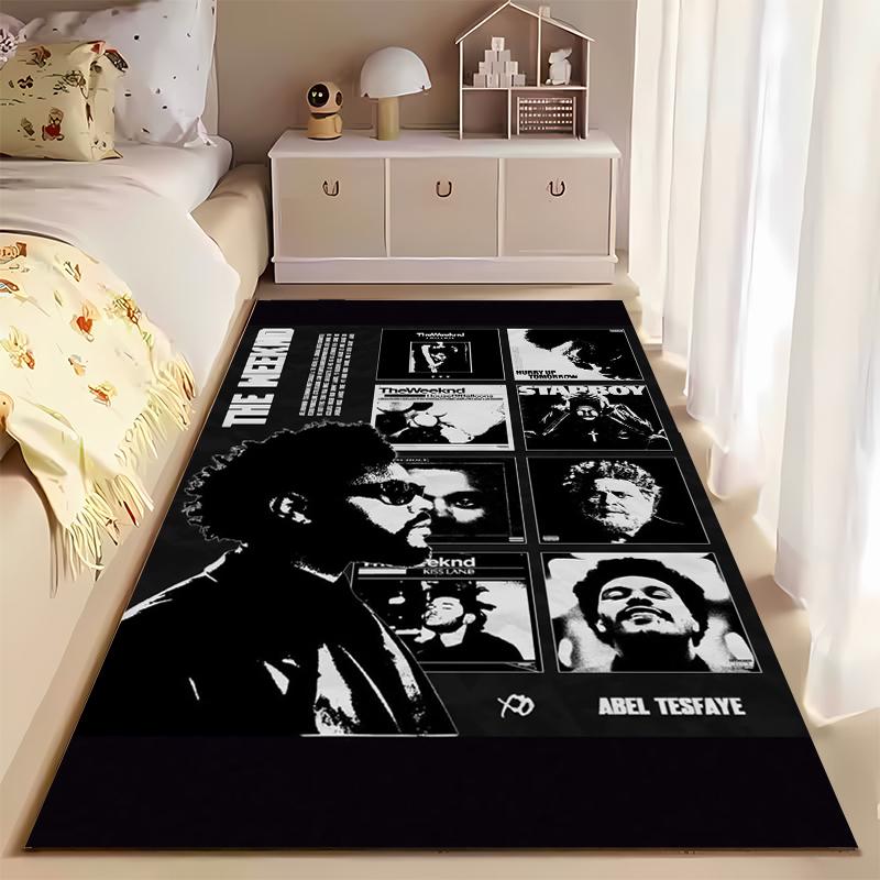 Pop Music Area Rug, The Weeknd Album Covers Collage Starboy Trilogy After Hours Abel Tesfaye Print, Music Decor, Non-Slip Mat