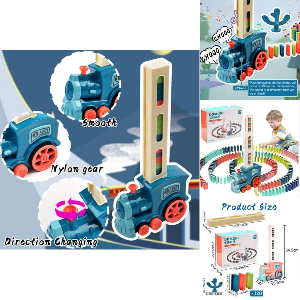 Plastic Domino Train Playset With Sensor Control For Children Interactive Learning