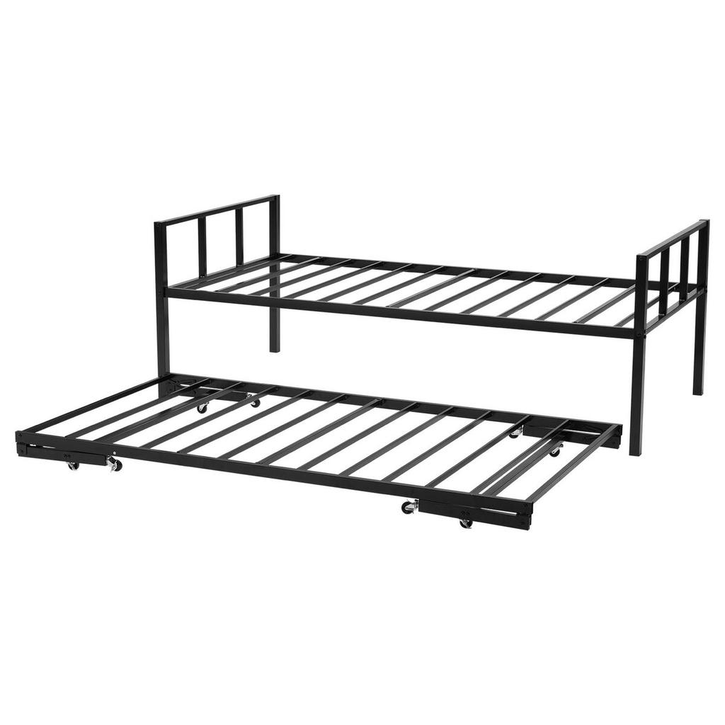 Twin Size Daybed Frame, Day Bed with Trundle, Heavy Duty Metal Platform Bed Frame, Twin Daybed with Metal Slats Support for Living Room, Bedroom,