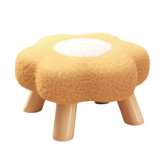 Цветочный табурет с деревянными ножками, подушка из облачного бархата, подставка для ног, табурет для гостиной, спальни, дивана, софы, под стол, мягкое сиденье, туалетный табурет