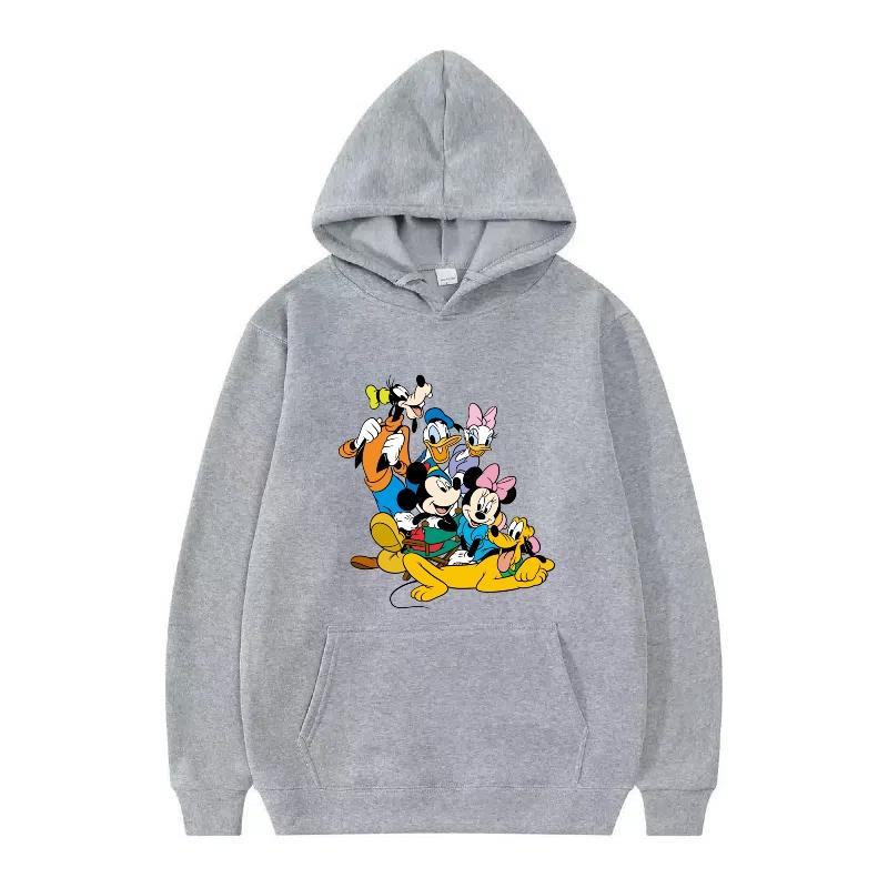 Disney Mickey Mouse Pattern Woman Streetwear Loose Black Winter Tops Clothes Pullovers Ladies Cheap Y2k Hoodies Men Sweatshirts