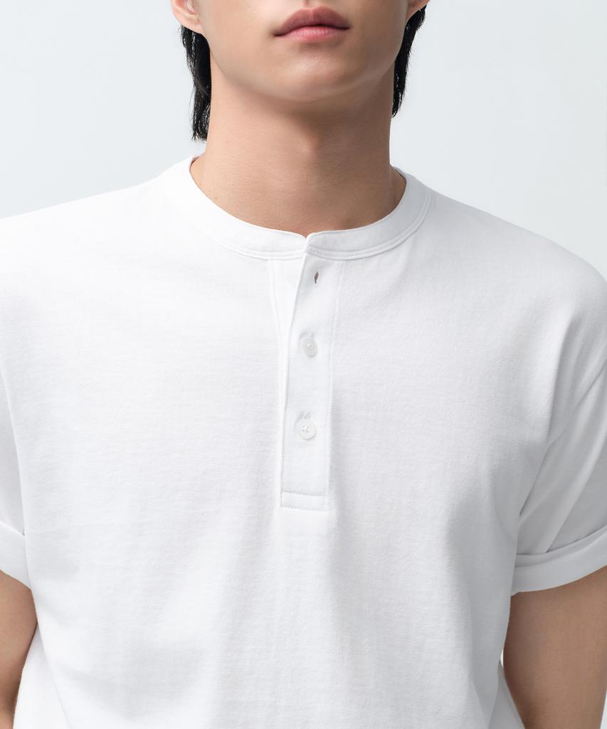 MUSINSA STANDARD Henley Neck T-Shirt [White]
