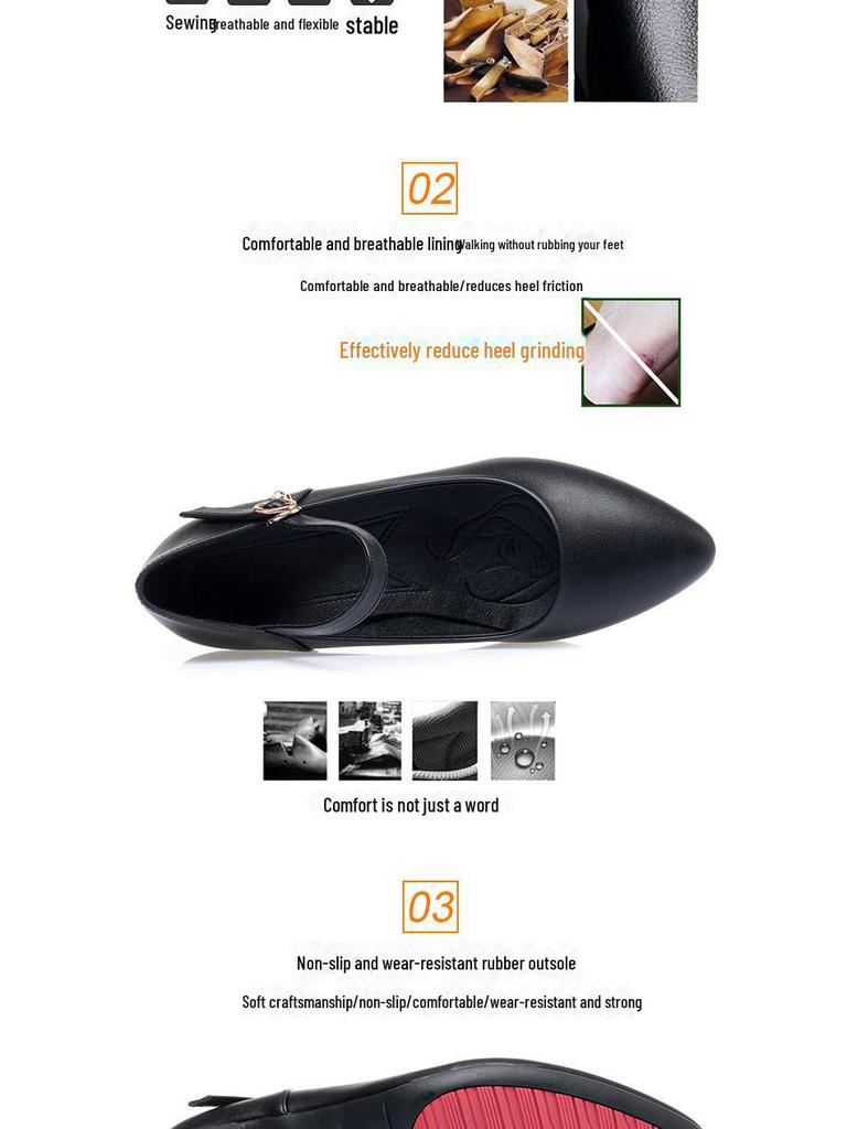 Туфли из мягкой кожи на среднем каблуке с пряжками на ремешках для работы и танцев с ципао, подходят женщинам среднего возраста, черная мягкая подошва для осени.