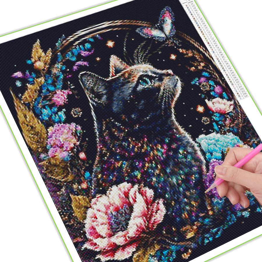 Алмазная картина Новые поступления Красочный кот Diy Полный горный хрусталь Вышивка Цветочная мозаика Наборы для вышивки крестом Домашние животные Домашний декор FG1712