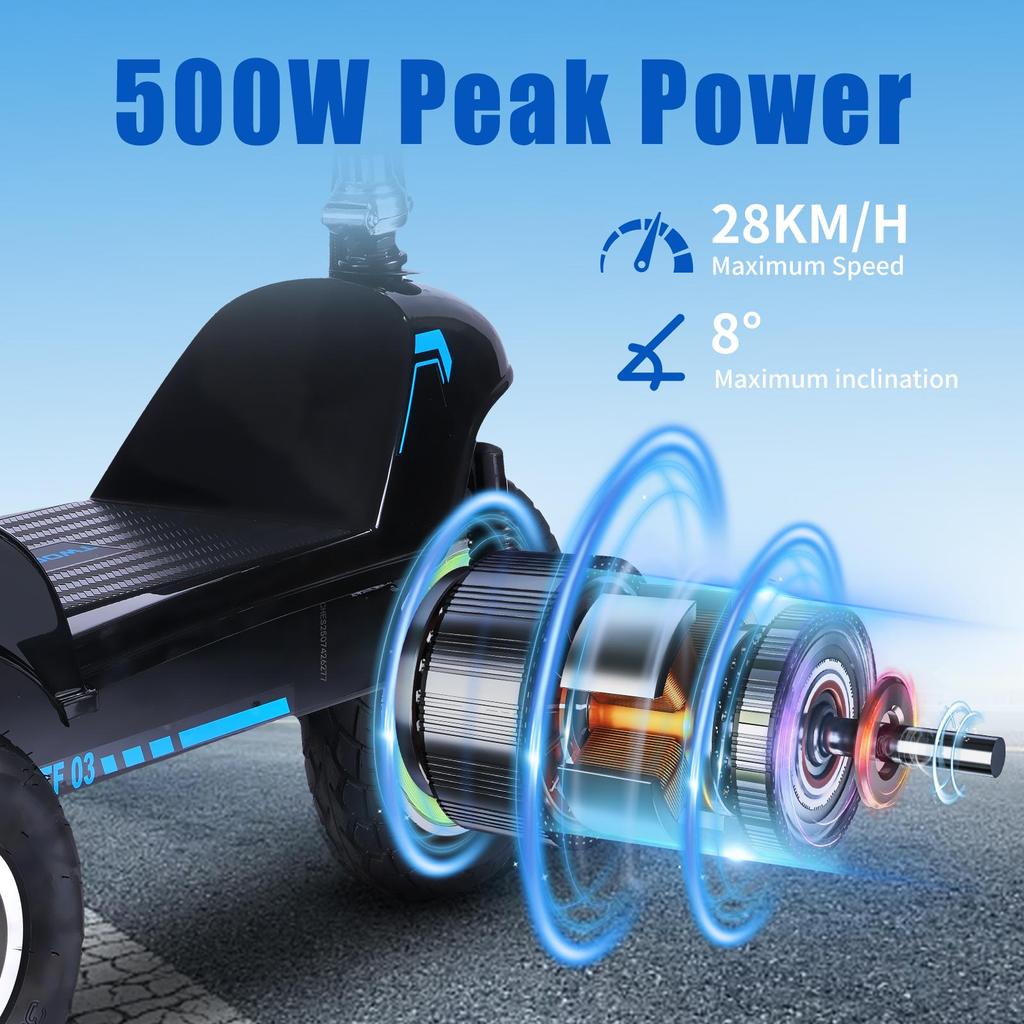 Twofish TF03 Three-wheeled Electric Scooter 500W Motor 48V15Ah Battery 28km/h Max Speed 30km Max Range