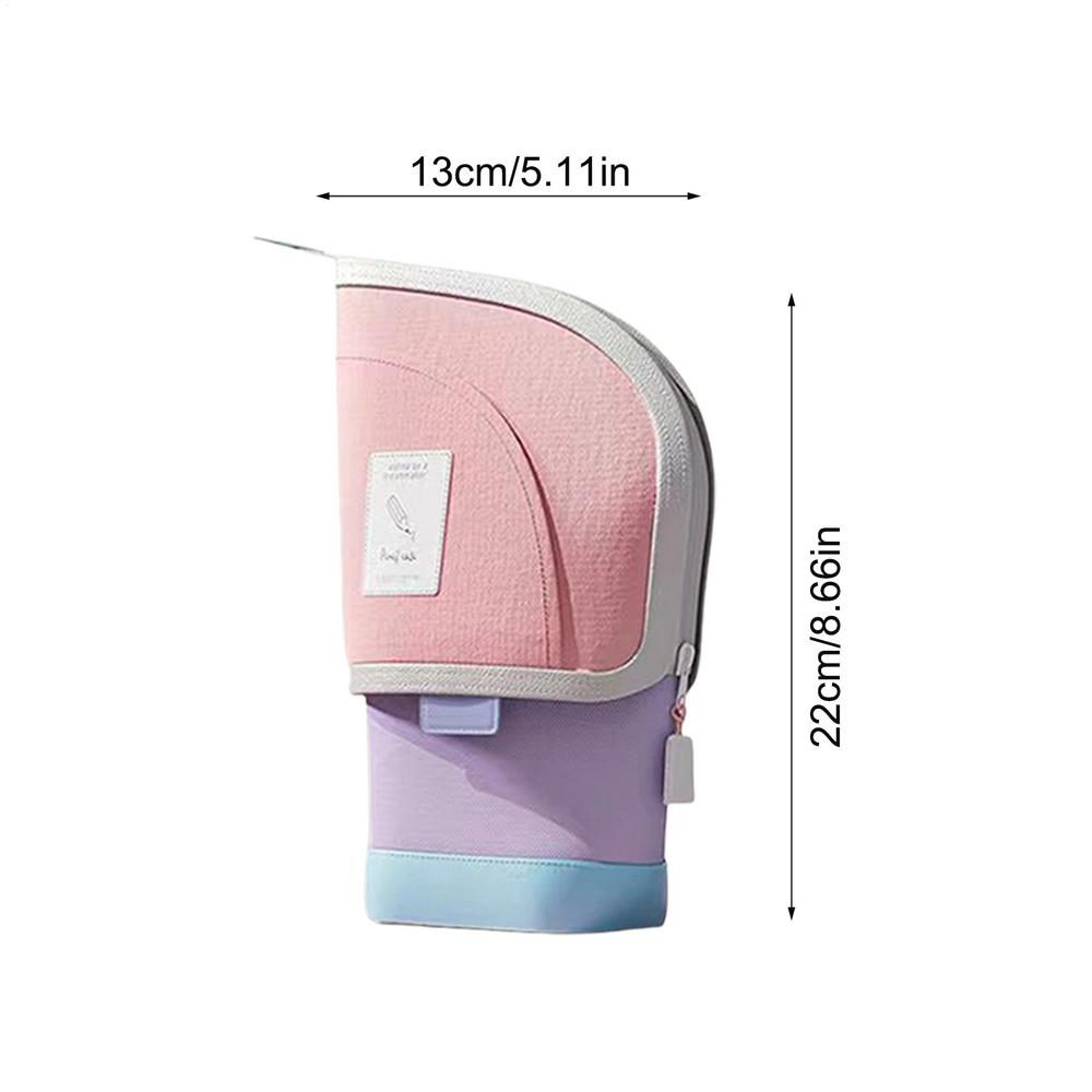 Vertical Student Pencil Bag Pen Holder Standing Pencil Case Large Capacity Stationery Bag Pouch For Students Desk Organizer