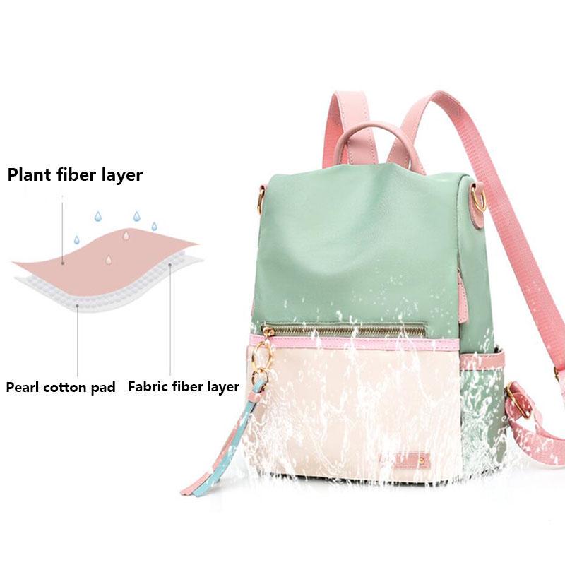 Yogodlns Women Girl's Patchwork Contrast Color Nylon Backpack Travel School Bag Shoulder Bag Rucksack Bookbag New