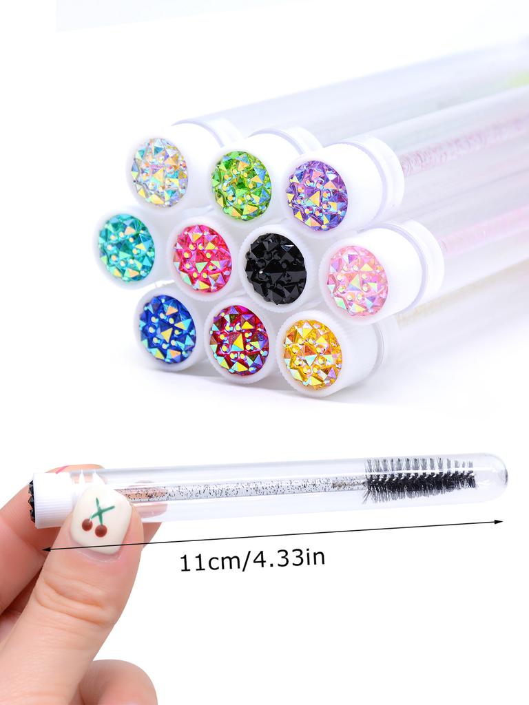 20pcs Empty Eyelash Brushes Tubes Reusable Eyelash Mascara Wand Container Sparkling Lash Spoolies Combs Dust-proof Flask Case
