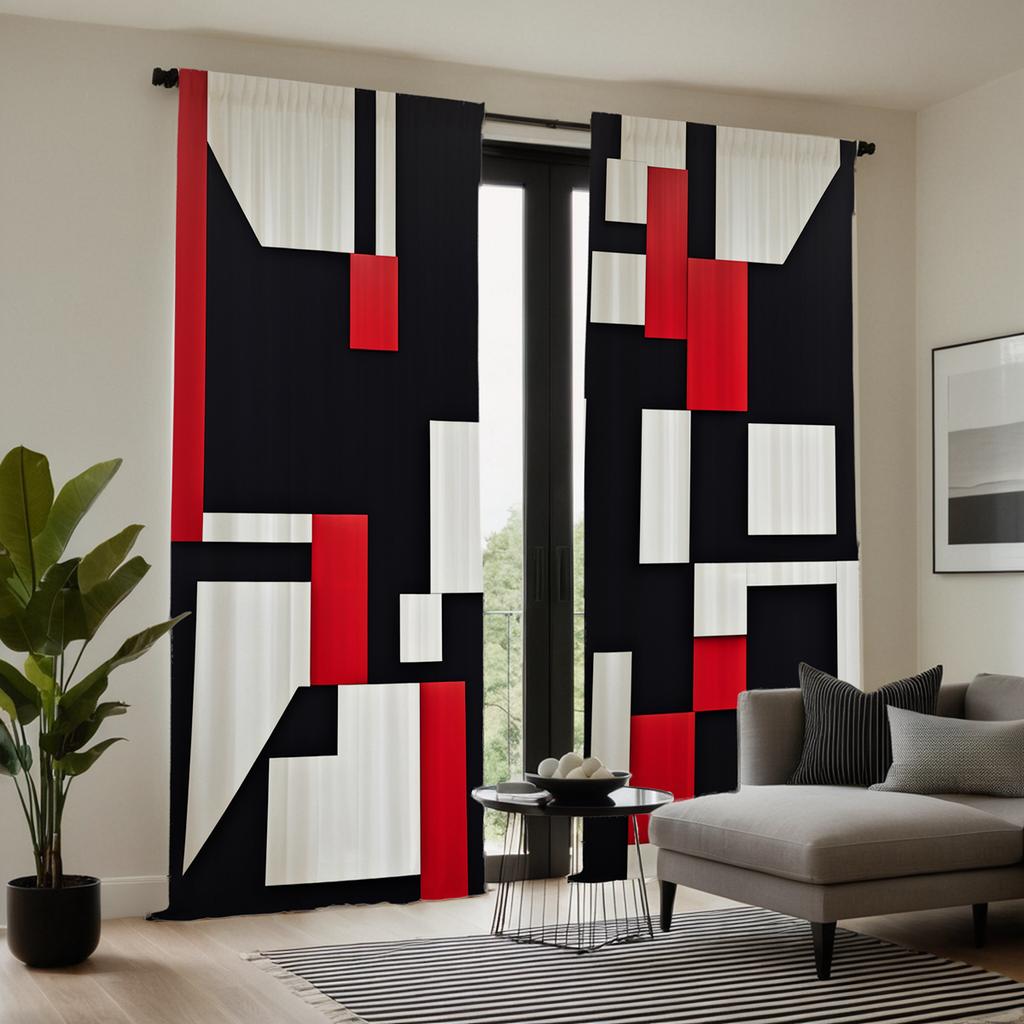 2 шт. HD цифровые черно-бело-красные абстрактные геометрические шторы для украшения дома, стиль, украшение гостиной, спальни, Rodd