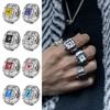 Alloy Ring Watch Elastic Stainless Steel Band Square Dial Men Women Couple Watch Finger Ring