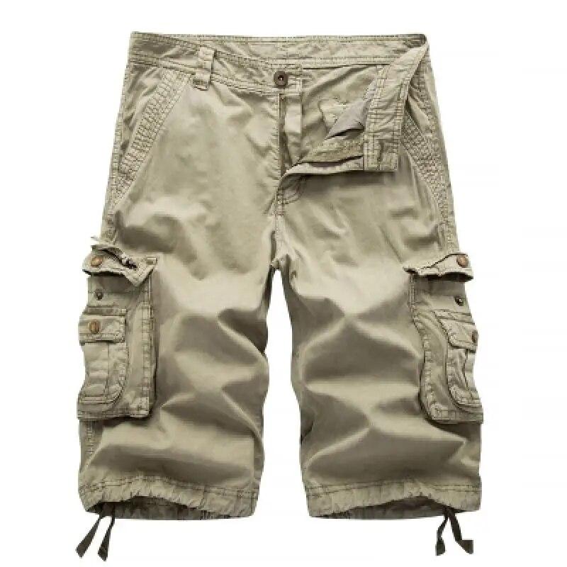 2024 Casual Shorts Men Summer Military Mens Cargo Shorts Fanshion Multi Pocket Cargo Shorts Men Cotton Solid Knee Length Straight