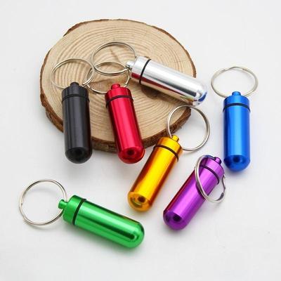 Портативная бутылочка для лекарств Мини брелок из алюминиевого сплава Подвесная бутылочка Герметичный отсек Водонепроницаемая металлическая аптечка