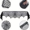 Черная кружевная скатерть на Хэллоуин, дорожка на стол «Паутина» для обеденного стола, накидка на каминную полку, украшение для вечеринки, жуткий декор для дома с привидениями