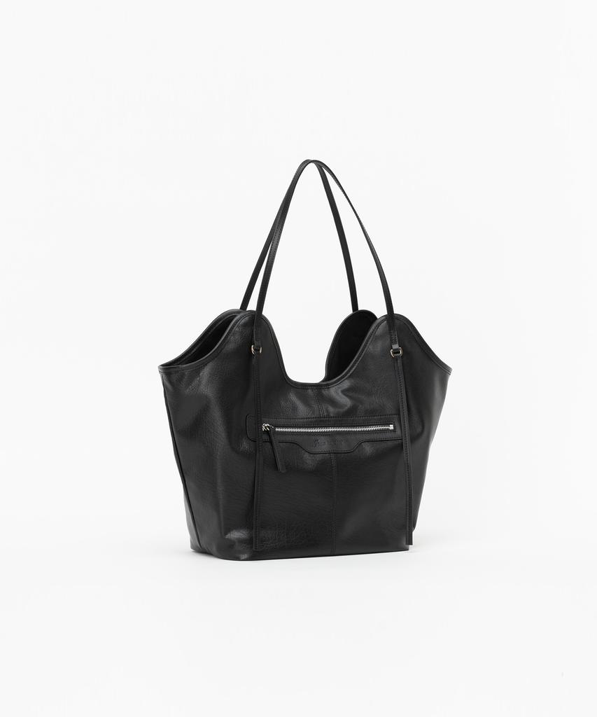 Jina In Ny 14-Inch Carry Uptown Daily Shoulder Bag [Black Leather]