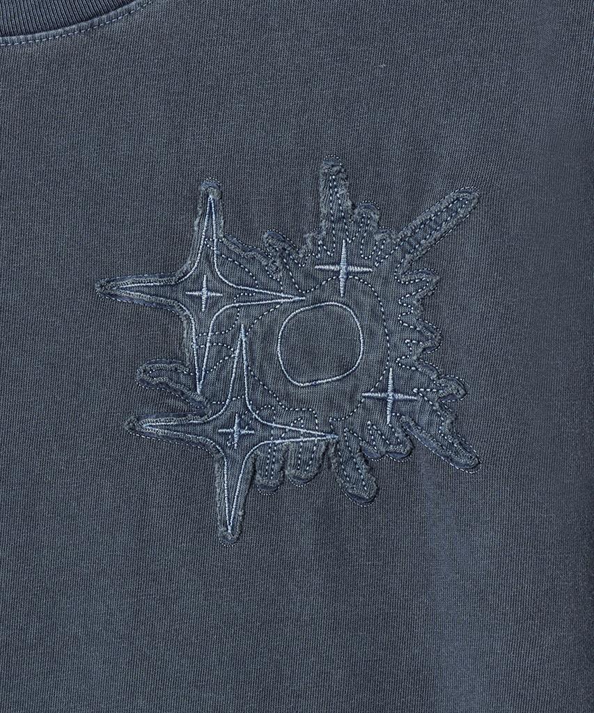 GAKKAI UNIONS Футболка с коротким рукавом Applique с пигментным принтом 'Crumble' Цвет: Dive Blue