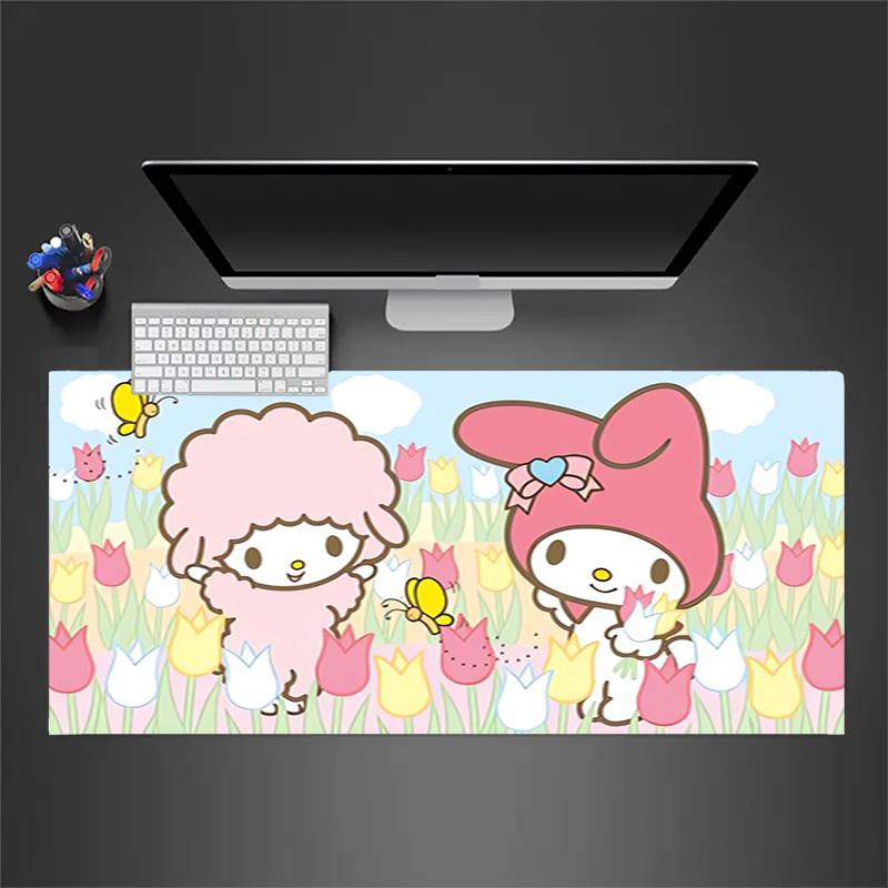 1pc My Melody and Lambie in Tulip Field Computer Pad with Vibrant Print, Mouse Pads for Desk 193