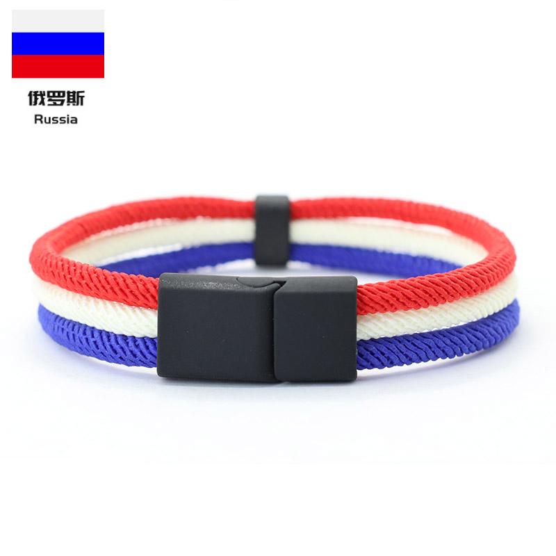 Noter New Novel Flag Color Bracelet For Men 4mm Nylon Cord Chain Braclet Openable Magnet Buckle Spanish Ukrainian Symbol Braslet