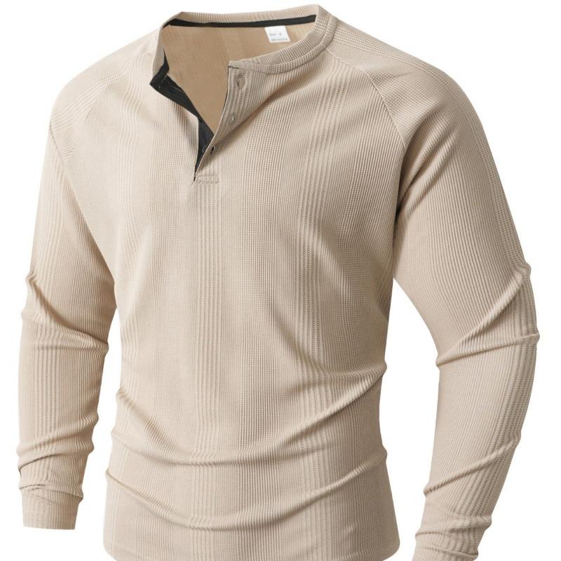 Men S Long Sleeve Striped Round Neck Casual Polo Shirt