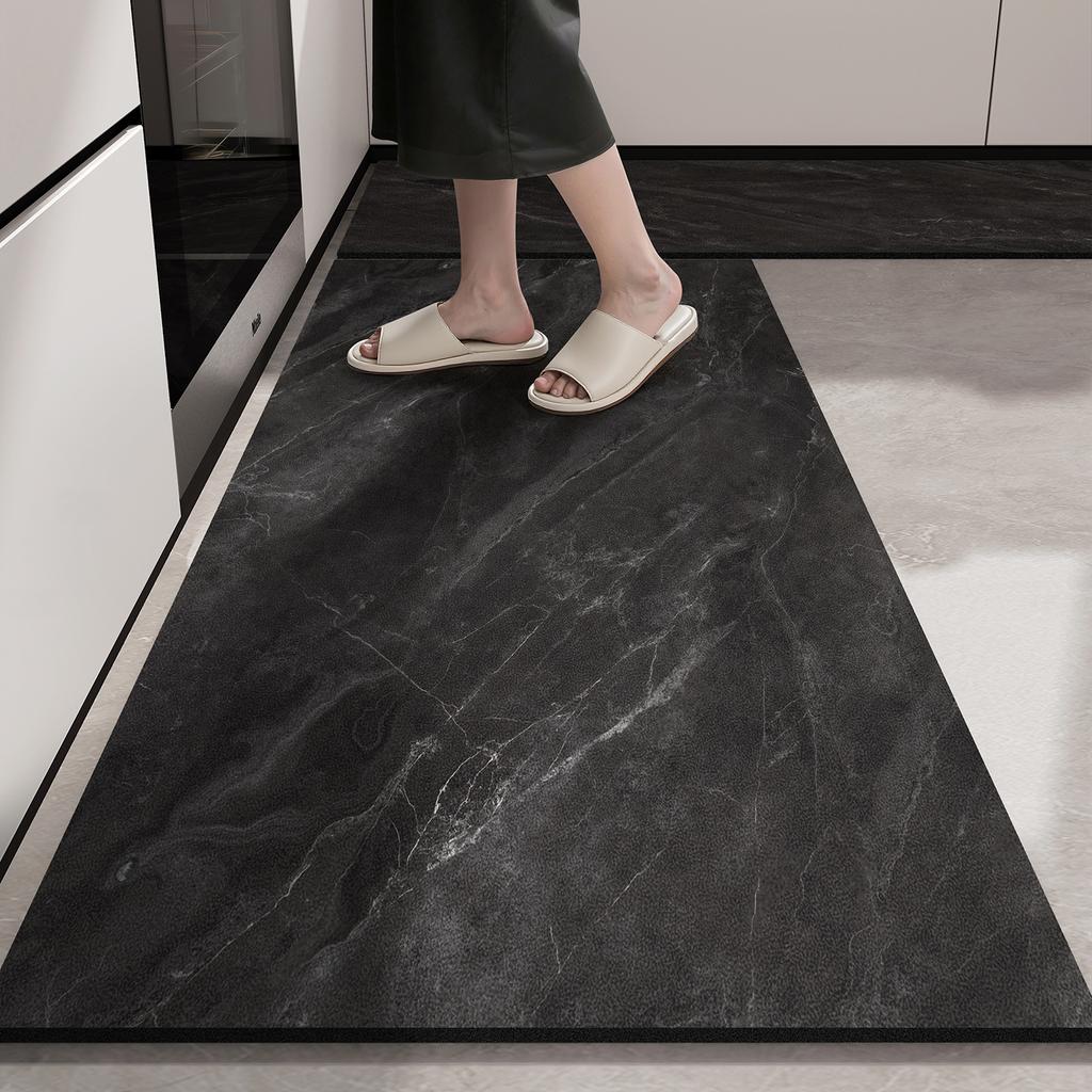 Кухонный коврик Водонепроницаемые ПВХ напольные коврики Домашний декор Ковер с мраморным принтом Нескользящий кожаный коврик Противоусталостные Alfombras De Cocina