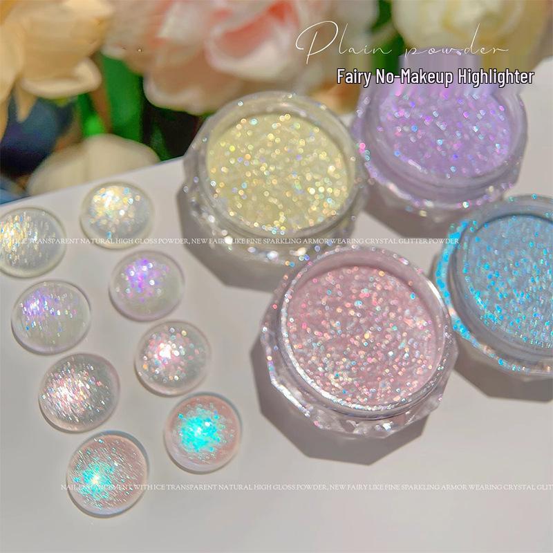 Фееричная мерцающая пудра для ногтей - Ледяной прозрачный нюдовый хайлайтер для ногтей салонного качества