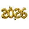 1 шт. Золотой и серебристый шар из алюминиевой фольги в форме короны с номером 2026 - Элегантная золотая и серебристая отделка, Идеально подходит для новогодних украшений