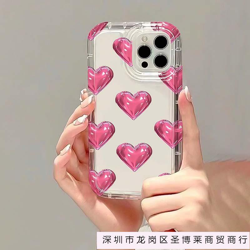 Плоский 3D Розовое Сердце для чехла телефона Apple iPhone11/12/13Pro/14/15/16 promax