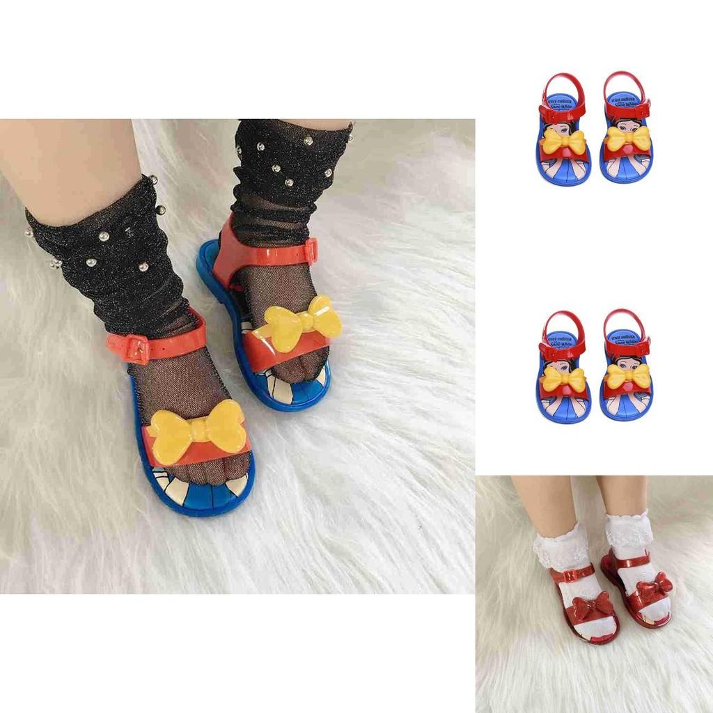 Charming Mini Melissa Snow White Girls Sandals With Adorable Cartoon Pattern Design