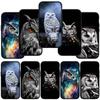 For iPhone 16 15 Xiaomi Redmi Note 13 12 11 Pro Max X 9 10 8 14 Plus XR Samsung Galaxy A15 S24 S23 S22 S20 FE Huawei OPPO Owl Bird Black Phone Case