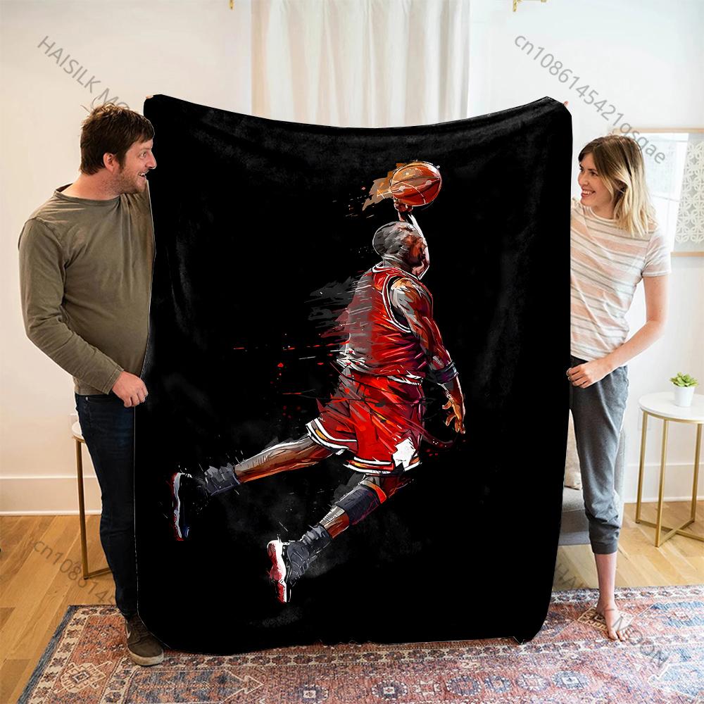Red jersey basketball player dunking Print Adult Children Warm Blanket Home Travel Car Soft Comfortable Suitable for all seasons