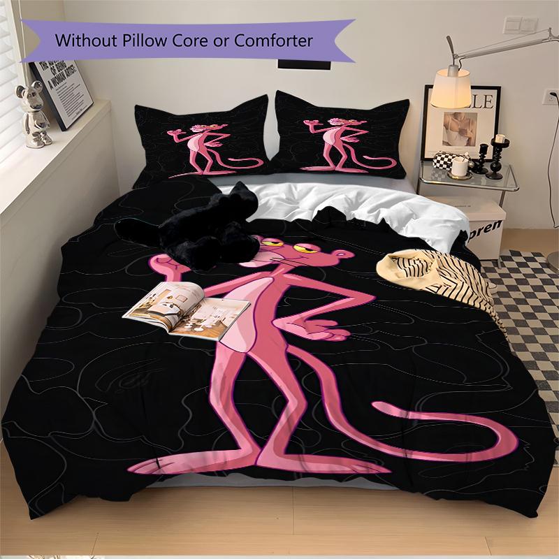 3Pcs Pink Panther Pose Bedding Sets For All Sizes New 3D Printed Bed Cover Comforter Duvet Cover Pillowcase Bedroom Decoration