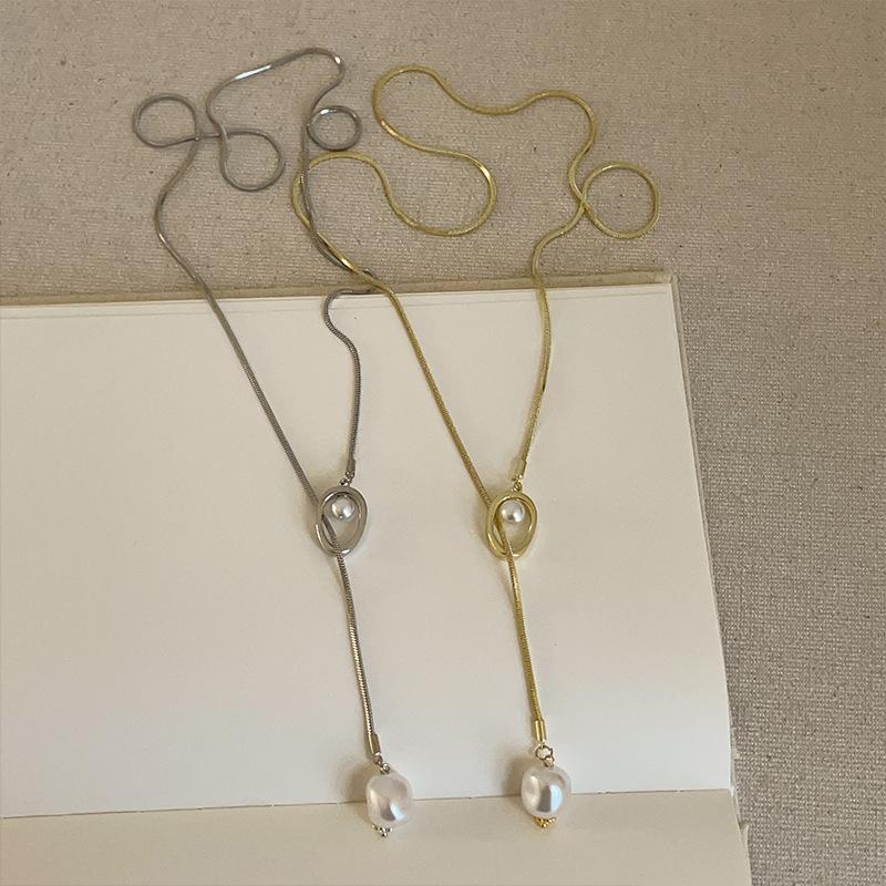 Нишевая высококачественная выдвижная цепочка из жемчуга, женская, уникальная, темпераментная, модная, универсальная, цепочка на шею, цепочка на свитер