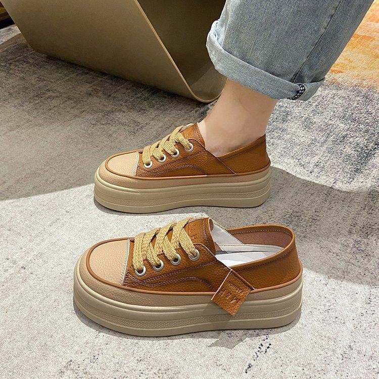 Весна и Осень новая универсальная маленькая белая обувь на платформе-маффин, одинарная обувь в стиле кэжуал, модная, ретро женская обувь